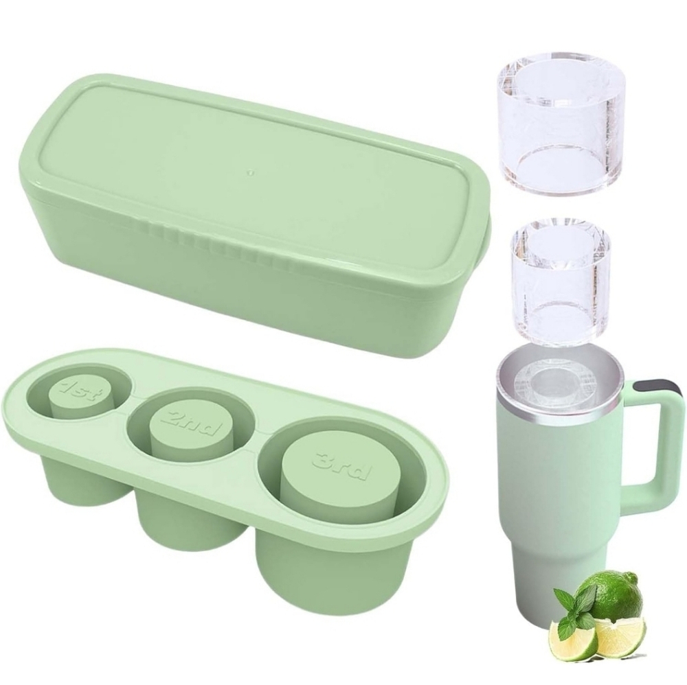 Ice Cube Tray for Stanley Cup 30-40oz Tumbler, X 2 Silicone Cylinder Mold NEW